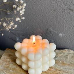 Heart Bubble Candle Organic Soy Wax Cube Candle, Home Decor - thumbnail 3