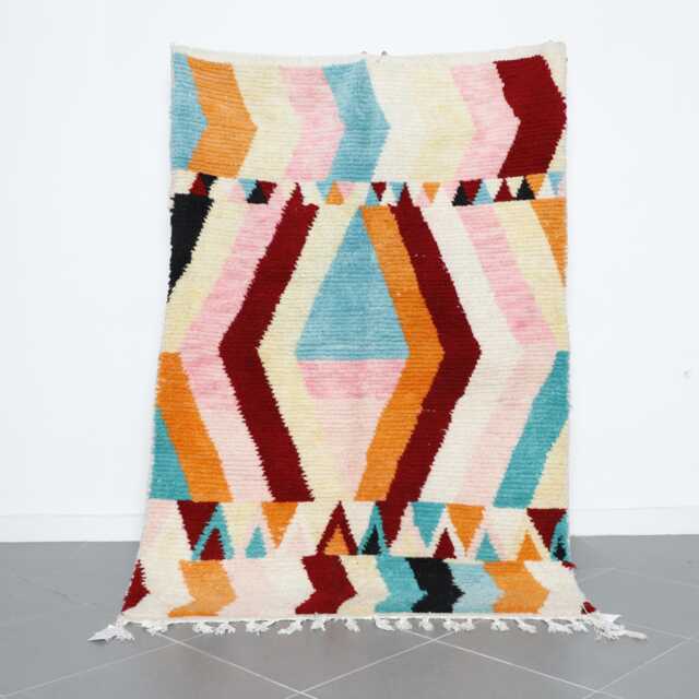 Colorful Moroccan Geometric Rug 4.4x6.6 Ft - Bright Berber Handmade Wool Carpet - image 1