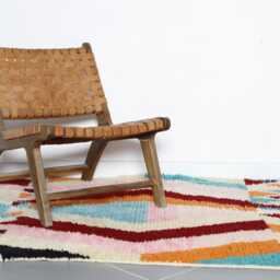 Colorful Moroccan Geometric Rug 4.4x6.6 Ft - Bright Berber Handmade Wool Carpet - thumbnail 2