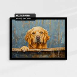 Golden Retriever Bath Tub Dog Bathroom Oil Painting Framed Poster Print Or Canvas Wall Decor Art Home Interior Gift For Lover - thumbnail 2