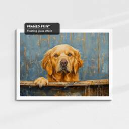 Golden Retriever Bath Tub Dog Bathroom Oil Painting Framed Poster Print Or Canvas Wall Decor Art Home Interior Gift For Lover - thumbnail 3