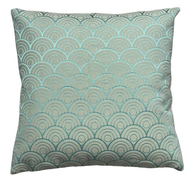 Duck Egg Cushion Cover Osborne & Little Woven Fabric Japanese Pattern Komaka - image 1