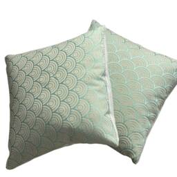 Duck Egg Cushion Cover Osborne & Little Woven Fabric Japanese Pattern Komaka - thumbnail 2