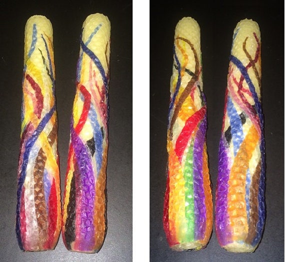 Rainbow Collection Ii Beeswax Swirl Candles, Set Of 2 - image 1