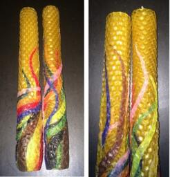 Rainbow Collection Ii Beeswax Swirl Candles, Set Of 2 - thumbnail 2