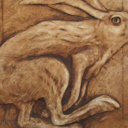 Running Hare Relief Sculpture Rabbit Art - thumbnail 3