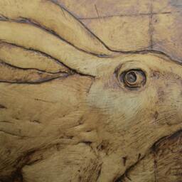 Running Hare Relief Sculpture Rabbit Art - thumbnail 2