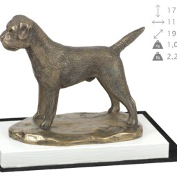 Border Terrier, Dog On White Wooden Base Statue, Limited Edition, Artdog - thumbnail 4
