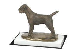Border Terrier, Dog On White Wooden Base Statue, Limited Edition, Artdog - thumbnail 1