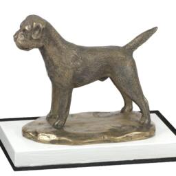 Border Terrier, Dog On White Wooden Base Statue, Limited Edition, Artdog - thumbnail 3