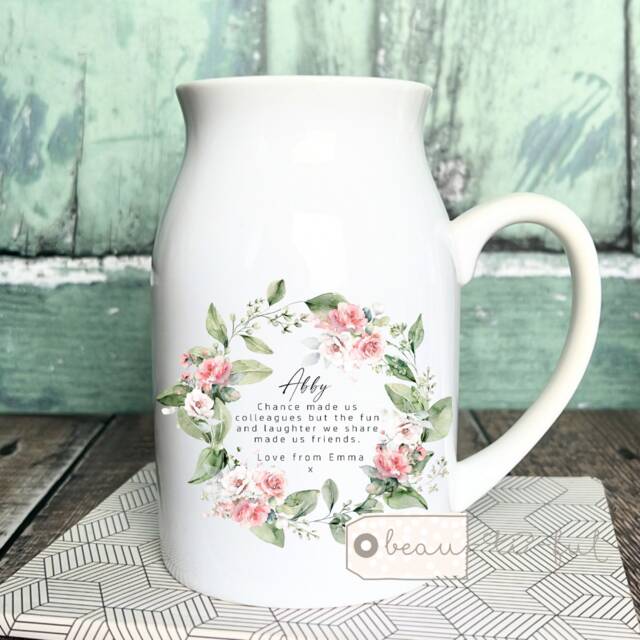 Personalised Friend Gift Chance Made Us Colleagues Quote Workmate Floral Small Jug Mug Vase Decoration Ornament Keepsake Friendship - image 1
