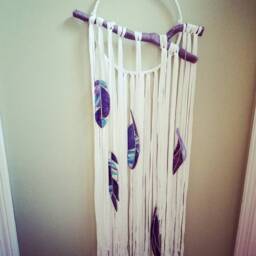 Ooak Hand Made Dreamcatcher Wall Hanging With Stained Glass Feathers - thumbnail 3