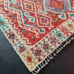 Kilim Rug Heritage, Handmade Artisan Afghan Turkish Aztec Geometric Wool 231x154 cm - thumbnail 2