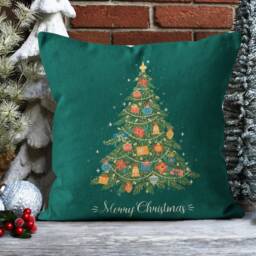 Merry Christmas Glass Tree Pillow Case/Green Cushion Case/Christmas Ornament Cover/Christmas, Top - thumbnail 2