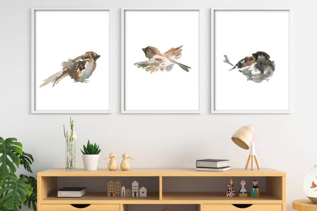 Watercolor Birds Print Set Archival Paper Wall Art - image 1