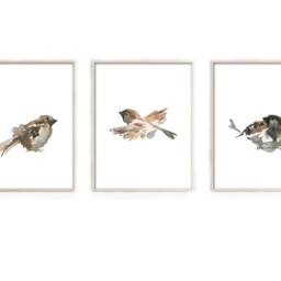 Watercolor Birds Print Set Archival Paper Wall Art - thumbnail 2
