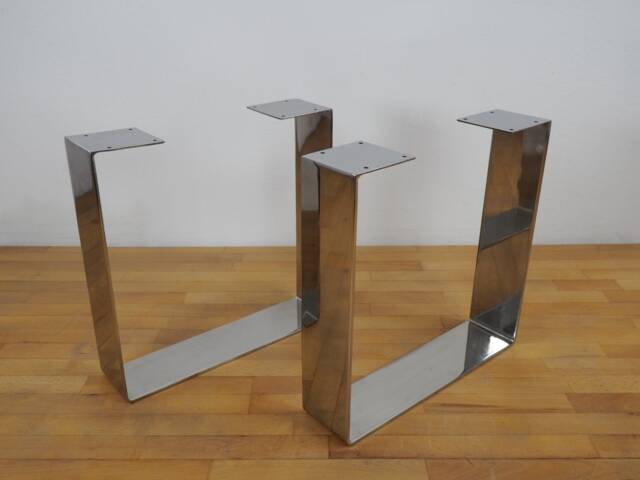 Stainless Steel Bench Legs , Flat Chrome Coffee Table Customizable Sizes Set Of 2 - image 1