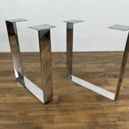 Stainless Steel Bench Legs , Flat Chrome Coffee Table Customizable Sizes Set Of 2 - thumbnail 2