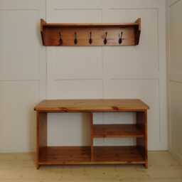 Shoe & Boot Storage Bench With Coat Rack - Rustic Hallway Furniture Set Solid Pine Entryway Multiple Sizes Handmade UK - thumbnail 3