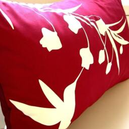 Red Hummingbird With Eucalyptus Rectangle Pillow - thumbnail 4