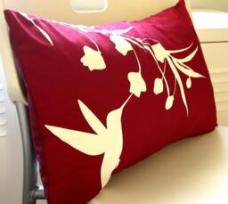 Red Hummingbird With Eucalyptus Rectangle Pillow - thumbnail 1