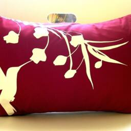 Red Hummingbird With Eucalyptus Rectangle Pillow - thumbnail 2