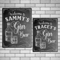 Personalised Gin Bar Sign Chalkboard Style Metal Wall Art - thumbnail 3