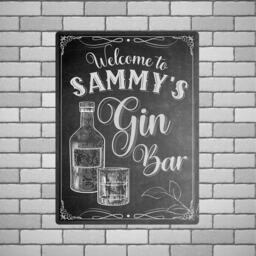 Personalised Gin Bar Sign Chalkboard Style Metal Wall Art - thumbnail 1