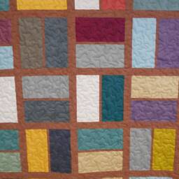"Warm Colored Block Twin Quilt Handmade Cotton Bedding - 68"" X 80" - thumbnail 2
