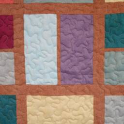 "Warm Colored Block Twin Quilt Handmade Cotton Bedding - 68"" X 80" - thumbnail 3