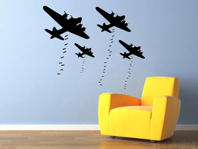 Bombs Away B-17 Bombers World War 2 Airplane Wall Decal Vinyl Aviation Sticker 50x41 - image 1
