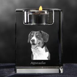 Appenzeller Sennenhund - Crystal Candlestick With Dog, Souvenir, Decoration, Limited Edition, Collection - thumbnail 3