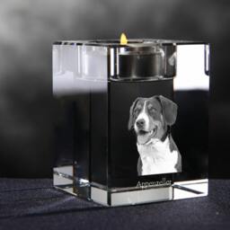 Appenzeller Sennenhund - Crystal Candlestick With Dog, Souvenir, Decoration, Limited Edition, Collection - thumbnail 2