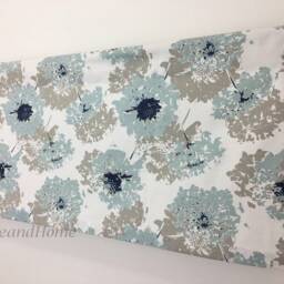 Floral Cafe Curtains. Spa Blue Taupe Ecru Valance. Bathroom Curtain Valance. Window One 1 Pair Curtains - thumbnail 3