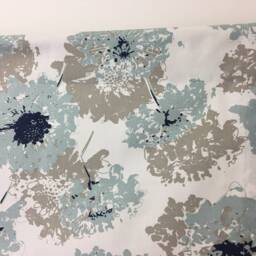 Floral Cafe Curtains. Spa Blue Taupe Ecru Valance. Bathroom Curtain Valance. Window One 1 Pair Curtains - thumbnail 2