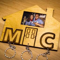 Welcome To Our Home - Personalised Photograph & Initials Lasercut Keyring Wall Mount - thumbnail 3