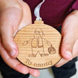 Personalised Child's Drawing Bauble, Wooden Christmas Minimalist Decoration, Gifts From Child, Hanging Decoration - thumbnail 3