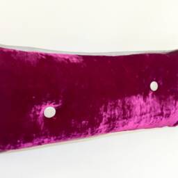 Violet Purple Silver Custom Decorative Lumbar Pillow, Geometric Print Rectangular Throw Buttons, Velvet, Metallic Linen Size 25 X 11 - thumbnail 3