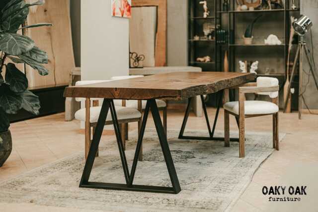 Live Edge Oak Dining Table, Custom Industrial Wood Furniture - image 1