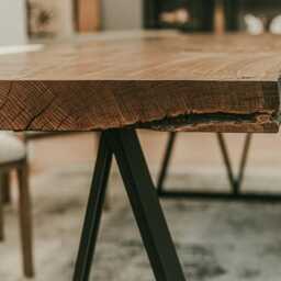 Live Edge Oak Dining Table, Custom Industrial Wood Furniture - thumbnail 2