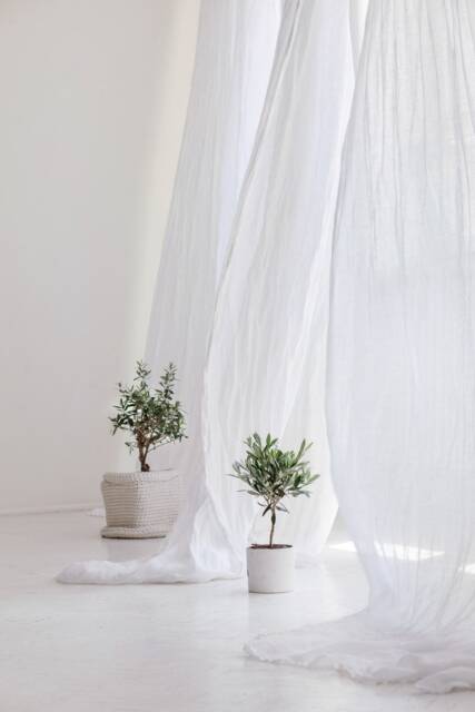 Perfect White Linen Curtains, Sheer Curtain Drop, Canopy Over The Bed, Linen Panel, Light Transparent Muslin in White, Navy - image 1