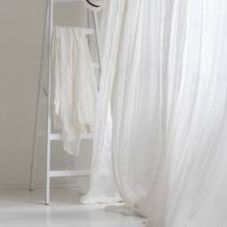 Perfect White Linen Curtains, Sheer Curtain Drop, Canopy Over The Bed, Linen Panel, Light Transparent Muslin in White, Navy - thumbnail 2