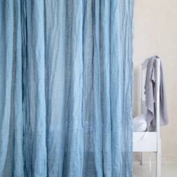 Perfect White Linen Curtains, Sheer Curtain Drop, Canopy Over The Bed, Linen Panel, Light Transparent Muslin in White, Navy - thumbnail 3