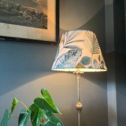 Rainforest Velvet Empire Lampshade, Blue Green Tropical Leaves - thumbnail 3
