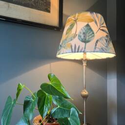 Rainforest Velvet Empire Lampshade, Blue Green Tropical Leaves - thumbnail 2