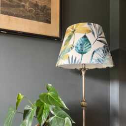Rainforest Velvet Empire Lampshade, Blue Green Tropical Leaves