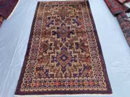 4x6 Blue & Brown Wool Rug - Handwoven Tribal Carpet With Geometric Design, Soft Pile, Organic Dyes, Perfect For Office Or Living Room - thumbnail 1