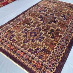 4x6 Blue & Brown Wool Rug - Handwoven Tribal Carpet With Geometric Design, Soft Pile, Organic Dyes, Perfect For Office Or Living Room - thumbnail 2