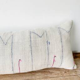 Handmade Hmong Hemp Lumbar Pillow Cover Rustic Tribal Art - 12x36 - thumbnail 2