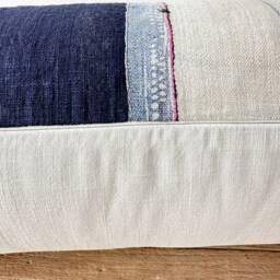 Handmade Hmong Hemp Lumbar Pillow Cover Rustic Tribal Art - 12x36 - thumbnail 3